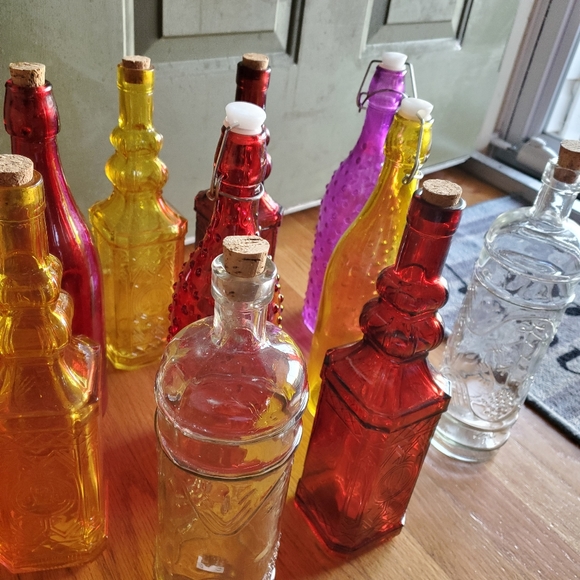10 Glass Multicolored Bottles - Picture 2 of 4